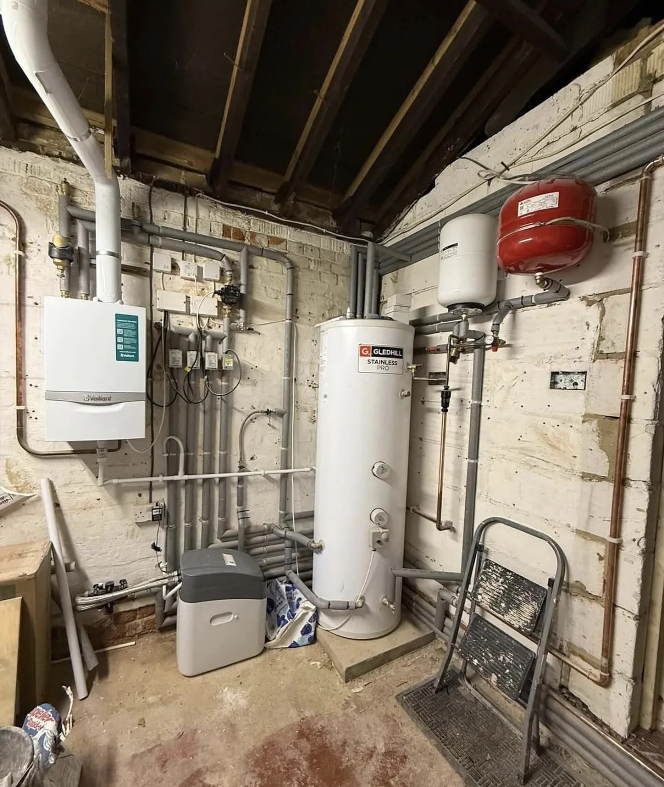Boiler pipework after first-fit